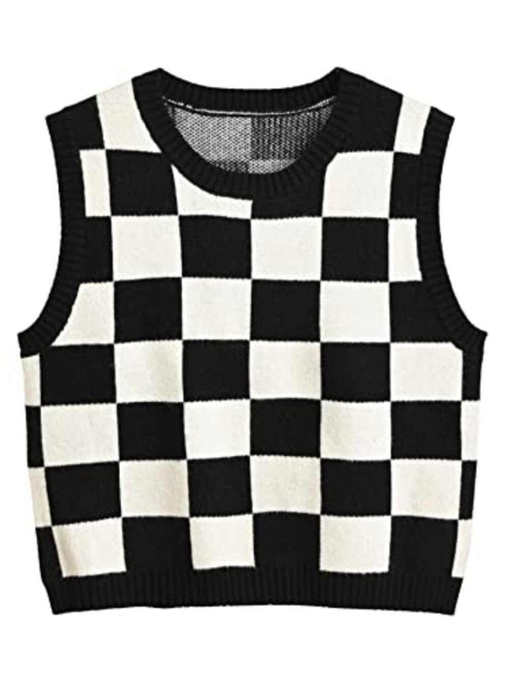 Preppy V-Neck Sleeveless Knitted Crop Sweater Vest
